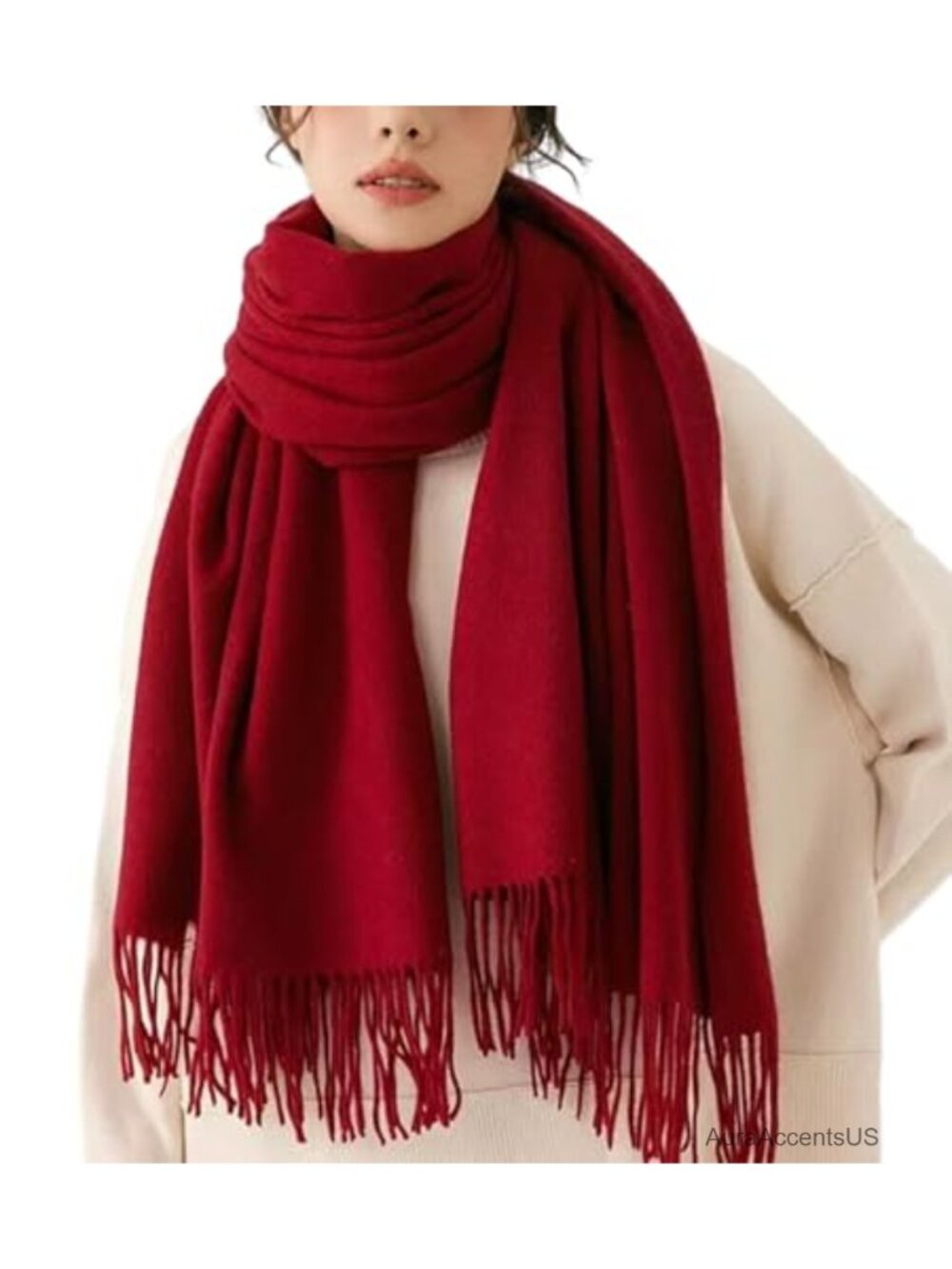 100% Baby Alpaca Wool Oversized Plaid Scarf Wrap Shawl Winter Warm